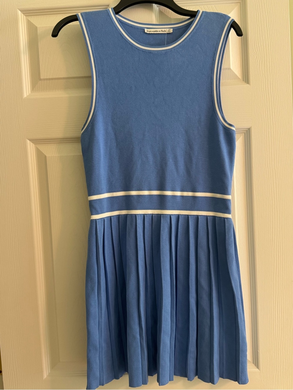 Abercrombie & Fitch Sky Blue Pleated Tank Dress with White Trim